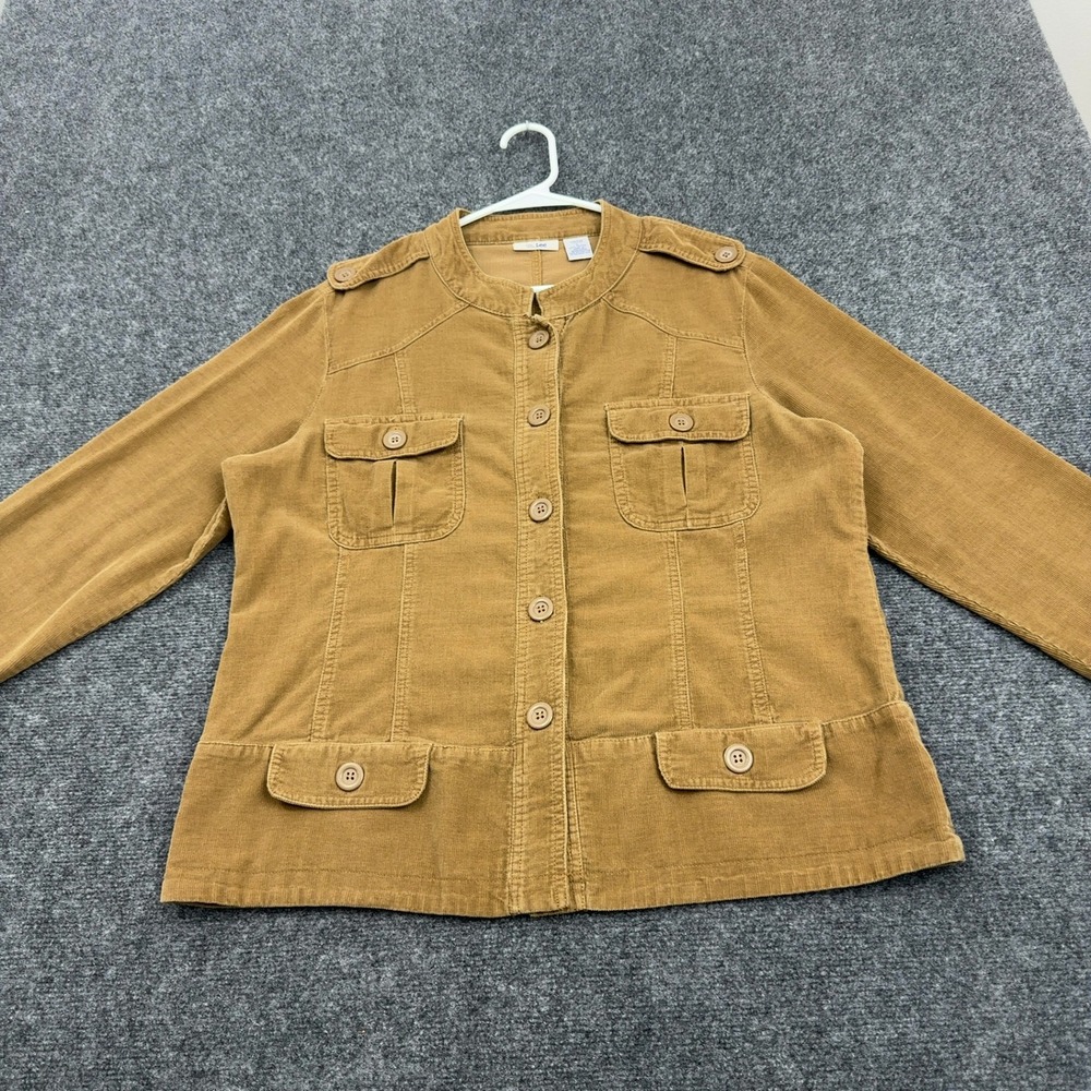 Ms Lee Jacket Womens L Brown Cotton Corduroy Utility‎ Button Up Safari Casual